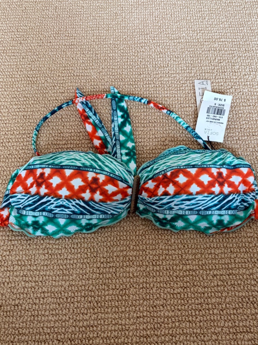 Women's Sofia by Vix Marseilles Swim Bikini Top, Size Small NWT
